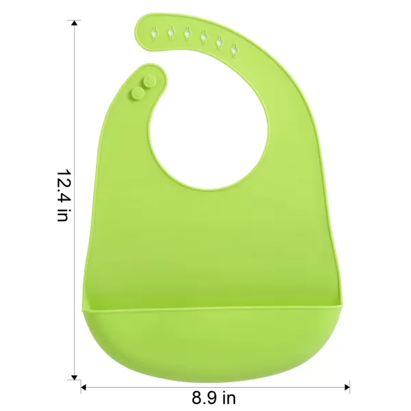 PandaEar 2 Pack Silicone Baby Bibs Super Thin Light Weight for Babies ampamp Toddlers Feeding Adjustable Silicone Bibs with Food Catcher Pocket Waterproof Soft Unisex Non Messy Blue Green
