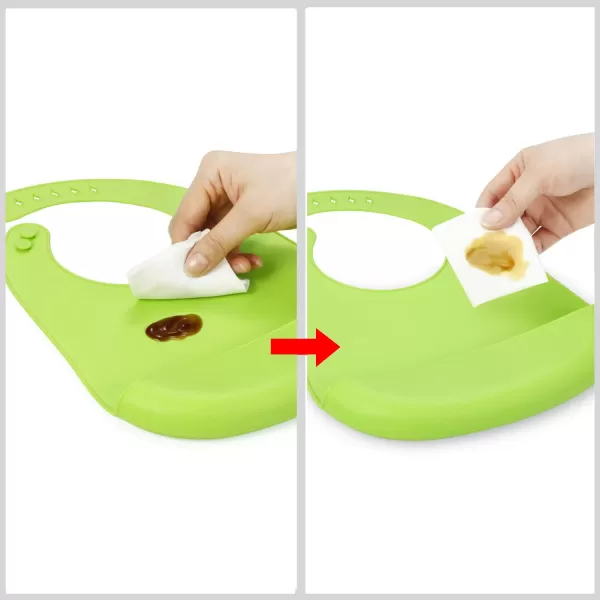 PandaEar 2 Pack Silicone Baby Bibs Super Thin Light Weight for Babies ampamp Toddlers Feeding Adjustable Silicone Bibs with Food Catcher Pocket Waterproof Soft Unisex Non Messy Blue Green