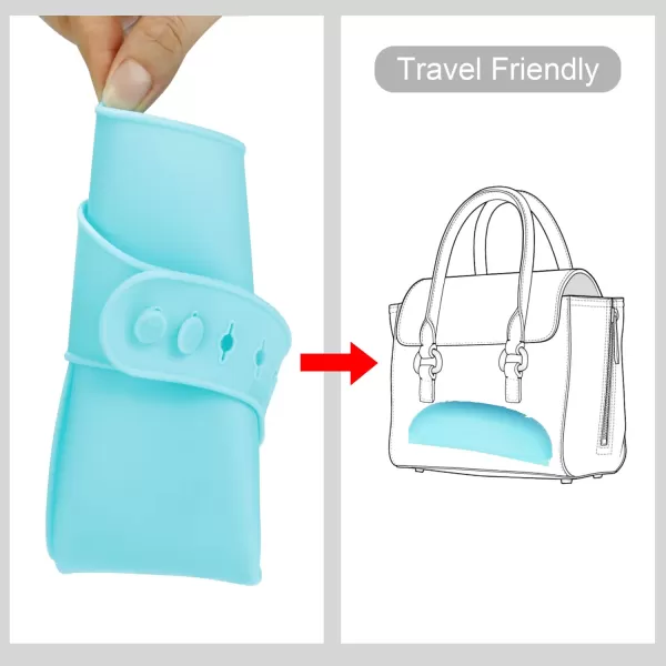PandaEar 2 Pack Silicone Baby Bibs Super Thin Light Weight for Babies ampamp Toddlers Feeding Adjustable Silicone Bibs with Food Catcher Pocket Waterproof Soft Unisex Non Messy Blue Green