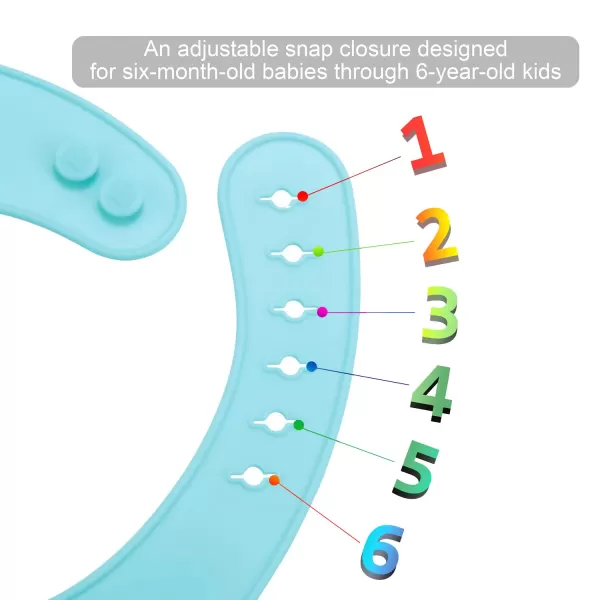 PandaEar 2 Pack Silicone Baby Bibs Super Thin Light Weight for Babies ampamp Toddlers Feeding Adjustable Silicone Bibs with Food Catcher Pocket Waterproof Soft Unisex Non Messy Blue Green
