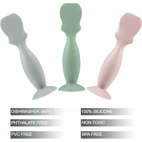 PandaEar 3 Pack Baby Diaper Cream Brush Soft Silicone Diaper Cream Applicator Baby Butt Paste Spatula Brushes for Babies Infants Newborn GreyGreenPink