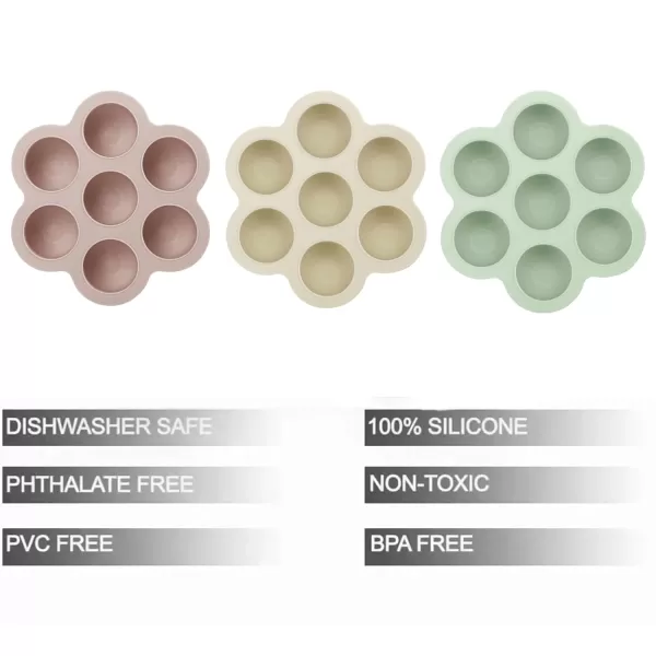 PandaEar 3 Pack Baby Food Freezer Tray with Lids Silicone Baby Fruit Food Feeder Teether Tray Baby Food Storage Container Ice Cube Tray Maker for Homemade Baby Food BlueGreenCarnationPinkGreenLinen