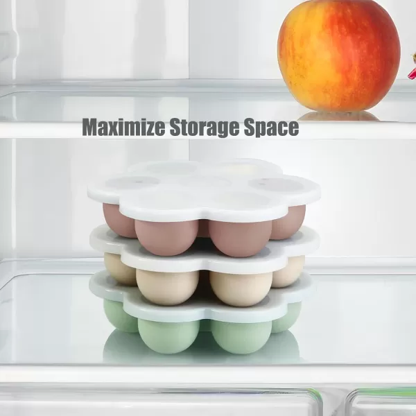 PandaEar 3 Pack Baby Food Freezer Tray with Lids Silicone Baby Fruit Food Feeder Teether Tray Baby Food Storage Container Ice Cube Tray Maker for Homemade Baby Food BlueGreenCarnationPinkGreenLinen