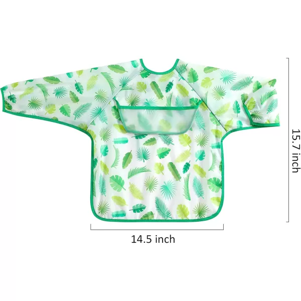 PandaEar 3 Pack Long Sleeve Bibs Waterproof Full Sleeve Bib for Baby Infant Toddler 636 MonthsDinosaur