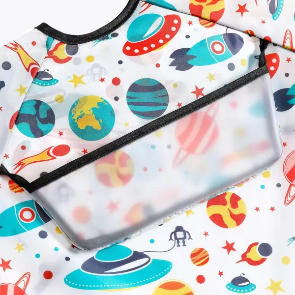 PandaEar 3 Pack Long Sleeve Bibs Waterproof Full Sleeve Bib for Baby Infant Toddler 636 MonthsDinosaur