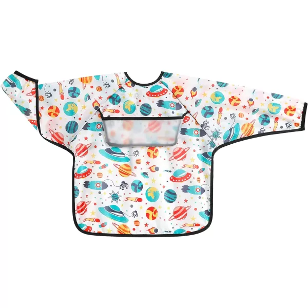 PandaEar 3 Pack Long Sleeve Bibs Waterproof Full Sleeve Bib for Baby Infant Toddler 636 MonthsDinosaur