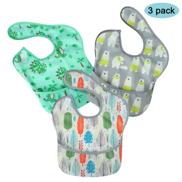 PandaEar 3 Pack Super Light Weight Baby Bib Waterproof Washable Stain Oil and Odor Resistant 1248 Months BoyBoy  Girl