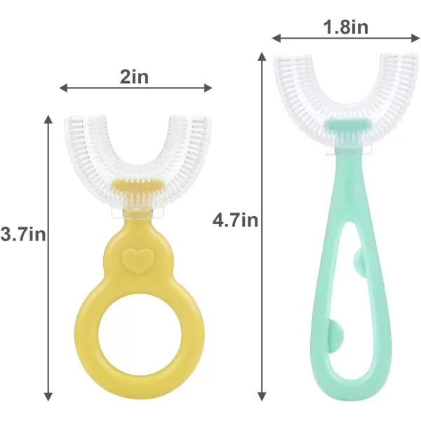 PandaEar 4 Pack U Shaped Toothbrush Kids Toddler with Soft Silicone Brush Head for Age 26 2 Pack Silicone Baby Finger Toothbrush with Travel Storage Case for 3 months 360  Whole Mouth Toothbrush