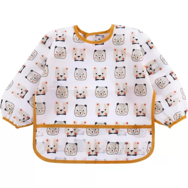 PandaEar 5 Pack Long Sleeve Bibs Waterproof Full Bib with Sleeves for Babies Infant Toddler 624 Months Mess Proof Baby Smock for Eating Baby Apron for Feeding