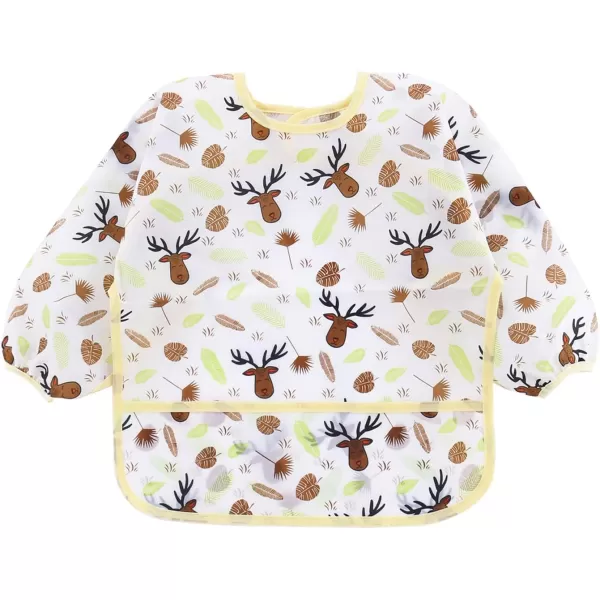 PandaEar 5 Pack Long Sleeve Bibs Waterproof Full Bib with Sleeves for Babies Infant Toddler 624 Months Mess Proof Baby Smock for Eating Baby Apron for Feeding