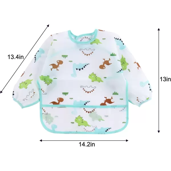 PandaEar 5 Pack Long Sleeve Bibs Waterproof Full Bib with Sleeves for Babies Infant Toddler 624 Months Mess Proof Baby Smock for Eating Baby Apron for Feeding