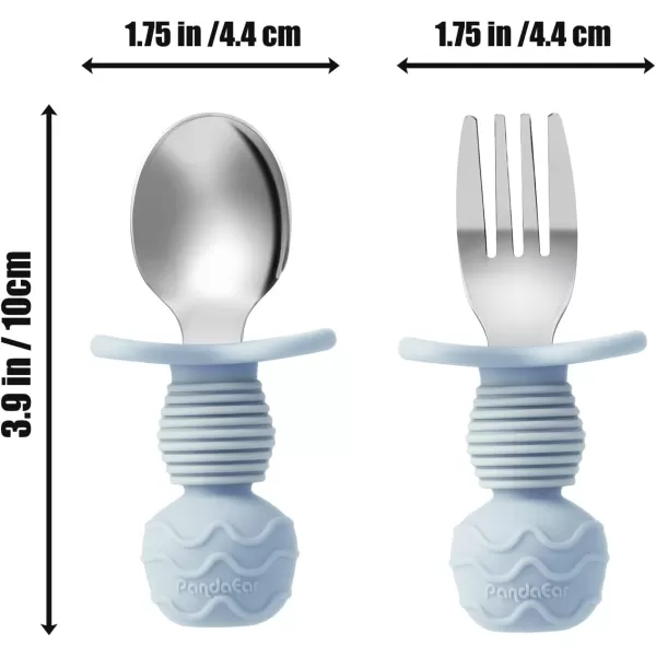 PandaEar 6 Pack Stainless Steel Baby Spoons and Fork Feeding Set  AntiChoke First Self Feeding Utensils for Baby Led Weaning Ages 3 Months PinkBeigeBlueGreyPeach