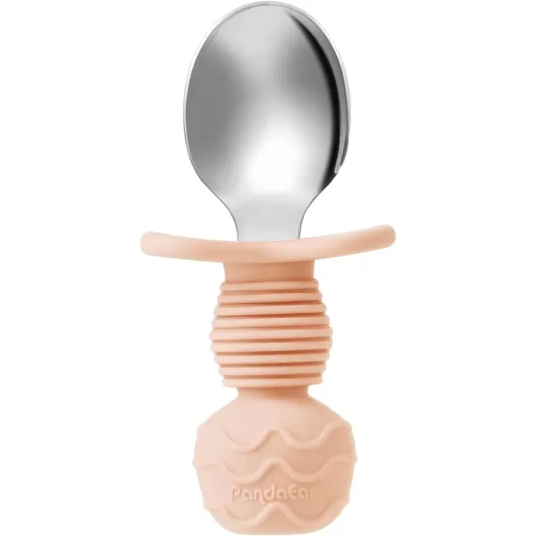 PandaEar 6 Pack Stainless Steel Baby Spoons and Fork Feeding Set  AntiChoke First Self Feeding Utensils for Baby Led Weaning Ages 3 Months PinkBeigeBlueGreyPeach