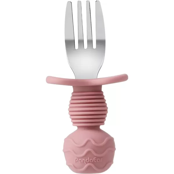 PandaEar 6 Pack Stainless Steel Baby Spoons and Fork Feeding Set  AntiChoke First Self Feeding Utensils for Baby Led Weaning Ages 3 Months PinkBeigePinkBeige