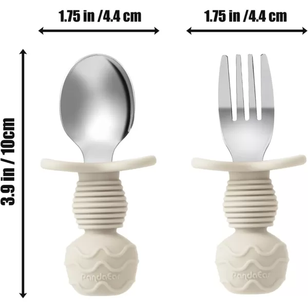 PandaEar 6 Pack Stainless Steel Baby Spoons and Fork Feeding Set  AntiChoke First Self Feeding Utensils for Baby Led Weaning Ages 3 Months PinkBeigePinkBeige