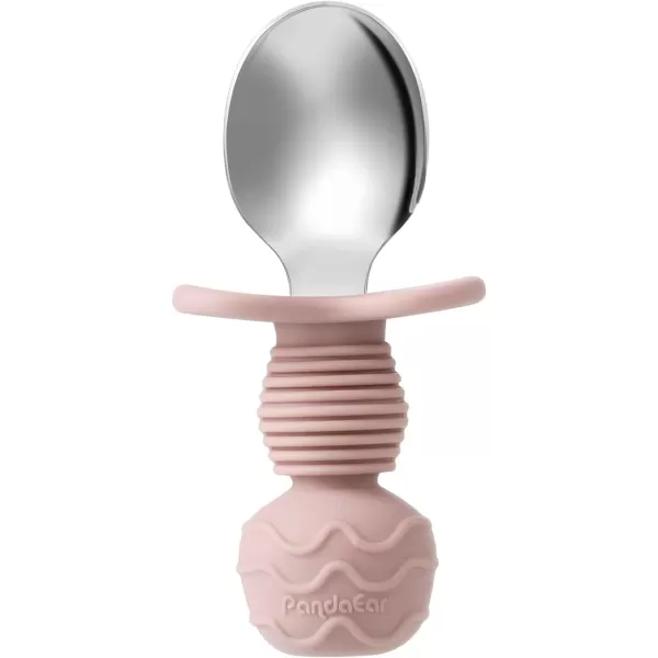 PandaEar 6 Pack Stainless Steel Baby Spoons and Fork Feeding Set  AntiChoke First Self Feeding Utensils for Baby Led Weaning Ages 3 Months PinkBeigePinkBeige