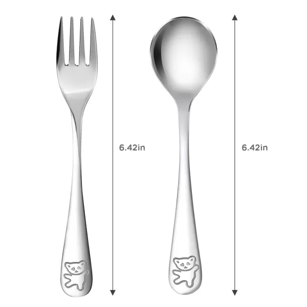 PandaEar 6 Piece Kids Silverware Cutlery Flatware Set Toddler Baby Child Stainless Metal Utensils Baby Metal 3 Spoons 3 Forks 304 Stainless Steel