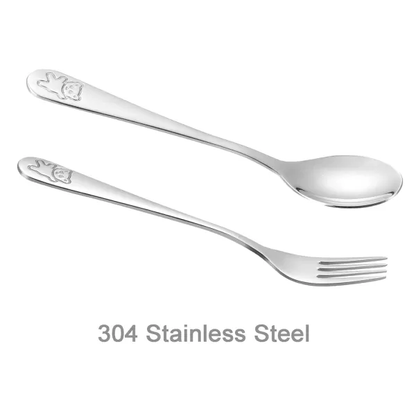PandaEar 6 Piece Kids Silverware Cutlery Flatware Set Toddler Baby Child Stainless Metal Utensils Baby Metal 3 Spoons 3 Forks 304 Stainless Steel