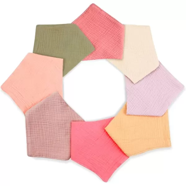 PandaEar 8 Pack Muslin Bibs for Baby Girls 100 Cotton Baby Bandana Bibs Drool Bibs for Newborns Infant Absorbent Burp Cloths Baby Bibs for Teething ampamp Drooling