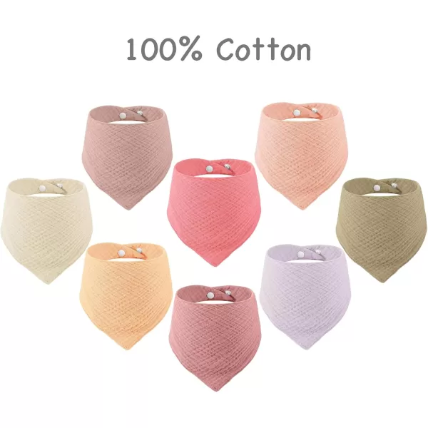PandaEar 8 Pack Muslin Bibs for Baby Girls 100 Cotton Baby Bandana Bibs Drool Bibs for Newborns Infant Absorbent Burp Cloths Baby Bibs for Teething ampamp Drooling