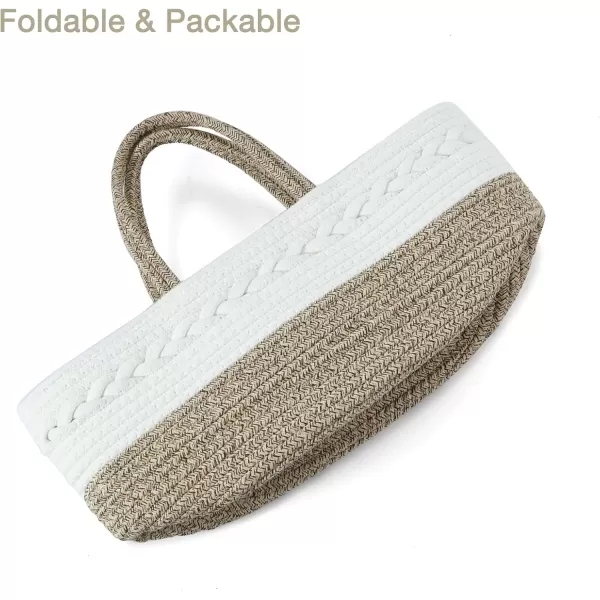 PandaEar Baby Diaper Caddy Organizer Portable Nursery Storage Basket Cotton Rope Diaper Caddy for Baby Shower Gifts Newborn Infants Brown