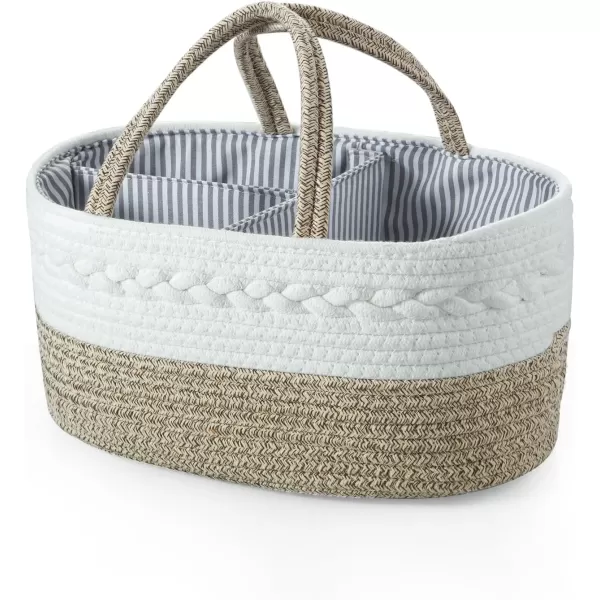 PandaEar Baby Diaper Caddy Organizer Portable Nursery Storage Basket Cotton Rope Diaper Caddy for Baby Shower Gifts Newborn Infants Brown