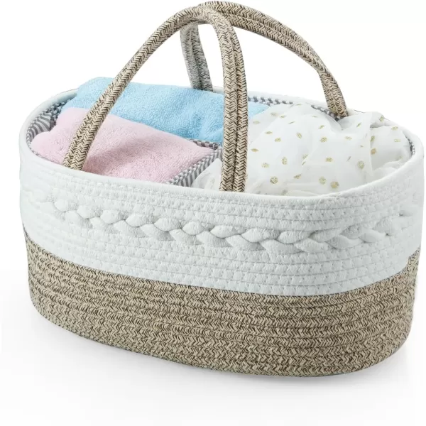 PandaEar Baby Diaper Caddy Organizer Portable Nursery Storage Basket Cotton Rope Diaper Caddy for Baby Shower Gifts Newborn Infants Brown
