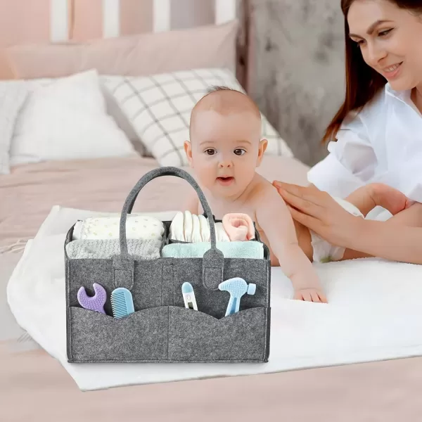 PandaEar Baby Diaper Caddy Organizer for Baby Boy Girl Portable Travel Diaper Organizer Nursery Caddy Basket for Baby Stuff Collapsible Baby Organizer with Divided Design