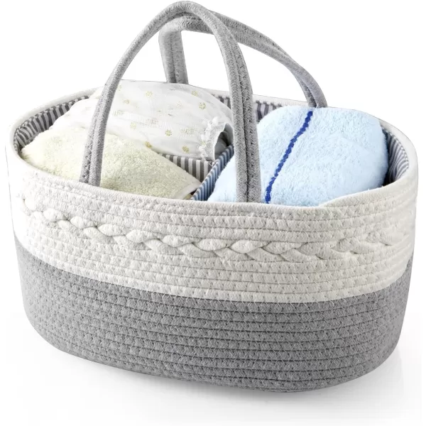 PandaEar Baby Diaper Caddy Organizer for Boys Girls Portable Baby Diaper Basket Travel Cotton Rope Diaper Caddy Change Organizer for Baby Shower Gifts Newborn Infants