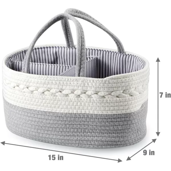 PandaEar Baby Diaper Caddy Organizer for Boys Girls Portable Baby Diaper Basket Travel Cotton Rope Diaper Caddy Change Organizer for Baby Shower Gifts Newborn Infants