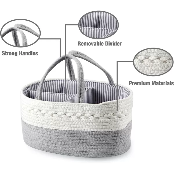 PandaEar Baby Diaper Caddy Organizer for Boys Girls Portable Baby Diaper Basket Travel Cotton Rope Diaper Caddy Change Organizer for Baby Shower Gifts Newborn Infants