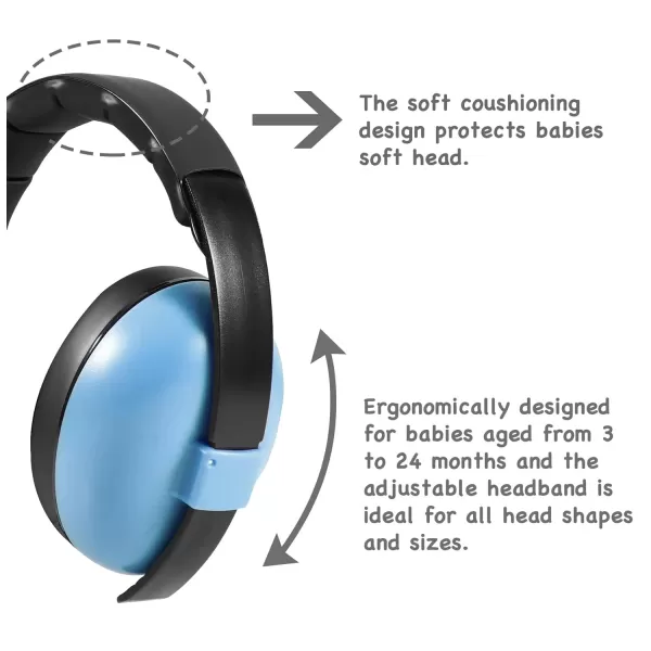 PandaEar Baby Ear Protection Noise Cancelling HeadPhones Ages 03 Years  Infant Hearing Protection Earmuffs BlueBlue