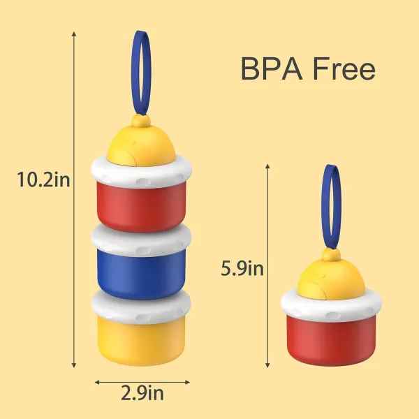 PandaEar Baby Formula Dispensers on The go for Travel Stackable Portable Baby Formula Storage Container Travel Formula Holder for Diaper Bag Baby Powder Dispenser 3 Layers 2 Pack