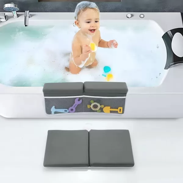 PandaEar Comfortable Baby Bath Kneeler and Elbow Rest Pad Set NonSlip Bathtub Kneeling Pad for Bathing Baby Tub Knee Mat Bath Pad for Tub Bath Tub Cushion Mat with Toy Organizer Storage Pockets