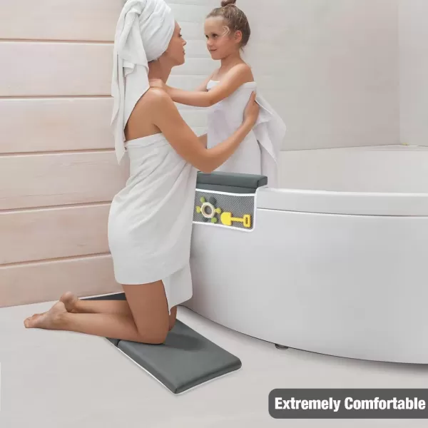 PandaEar Comfortable Baby Bath Kneeler and Elbow Rest Pad Set NonSlip Bathtub Kneeling Pad for Bathing Baby Tub Knee Mat Bath Pad for Tub Bath Tub Cushion Mat with Toy Organizer Storage Pockets
