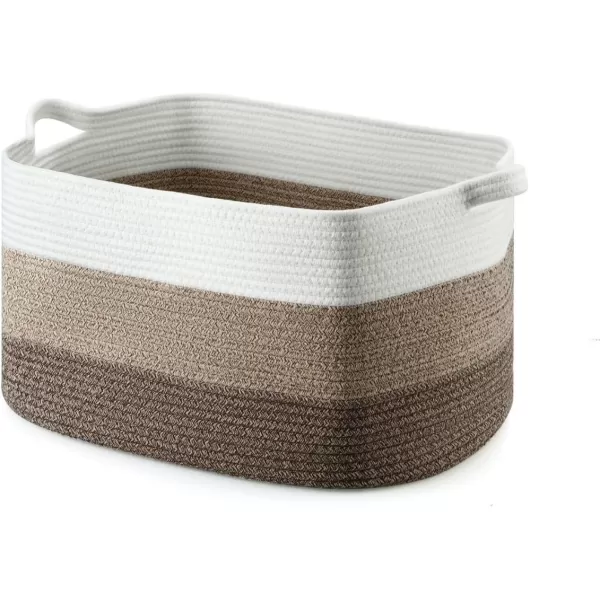 PandaEar Large Cotton Rope Basket with Handles Rectangle Woven Storage Basket Organizer for Living Room Blankets Toys Baby Nursery Laundry Baskets Toy Bin 212 x 169 x 118 inches