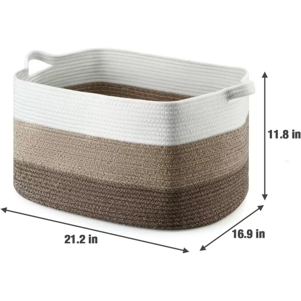 PandaEar Large Cotton Rope Basket with Handles Rectangle Woven Storage Basket Organizer for Living Room Blankets Toys Baby Nursery Laundry Baskets Toy Bin 212 x 169 x 118 inches