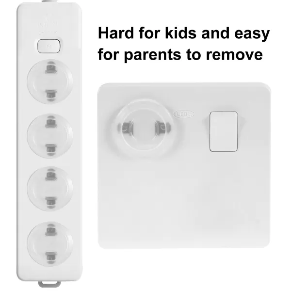 PandaEar Outlet Plug Covers52 Pack Clear Child Proof Electrical Protector Safety Caps with Adult Easy Release Concave DesignClear