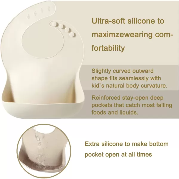 PandaEar Silicone Baby Bib for Girls Boys Adjustable Waterproof Eating Bibs BPA Free Soft Durable Silicone Bibs for Babies ampamp Toddlers with Large Pocket Food Catcher