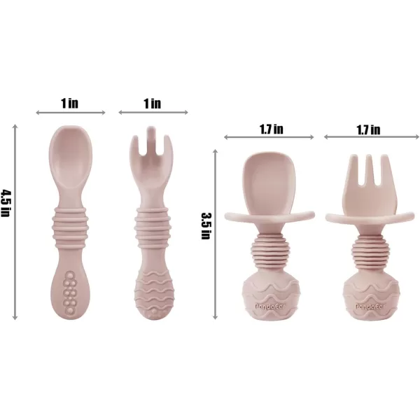 PandaEar Silicone Baby Feeding Set  9PCS Baby Led Weaning Supplies Self Feeding Utensils  Divided Suction Plate Bowl Bibs Sippy Cup with Baby Snack Container Spoons Forks PinkPink