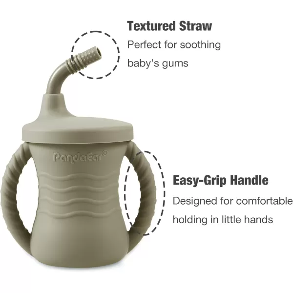 PandaEar Silicone Baby Feeding Set Baby Led Weaning Supplies 8 Pcs Divided Suction Plates Sippy Cup Spoons ampamp Forks for Toddler 6 Months