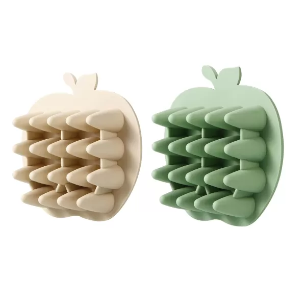 PandaEar Silicone Baby Food Freezer Tray 2 Pack Baby Fruit Food Feeder Teether Tray Baby Food Storage Container Ice Cube Tray Maker for Homemade Baby Food GreenampampTan