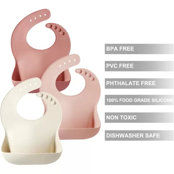 PandaEar Silicone Bibs for Babies Toddlers Girls Adjustable Waterproof BPA Free Soft Durable Bibs for eating with Large Pocket Food Catcher