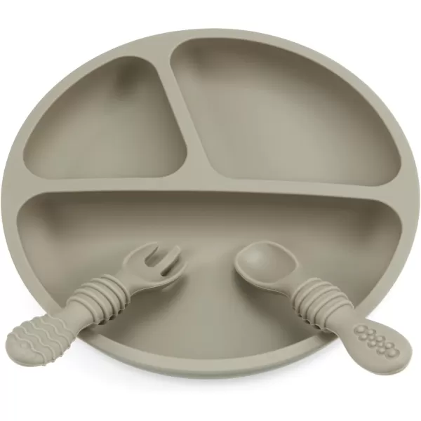 PandaEar Suction Plates for Baby Toddlers Silicone Baby Plates with Suction 2 Pack Toddler Plates and Utensils Set Divided Plates for Kids Infant NonToxic BPA Free Dishes
