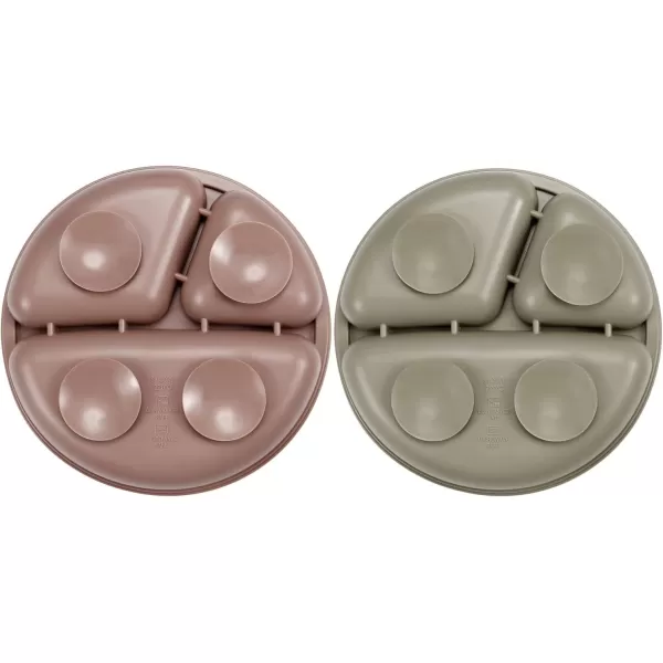 PandaEar Suction Plates for Baby Toddlers Silicone Baby Plates with Suction 2 Pack Toddler Plates and Utensils Set Divided Plates for Kids Infant NonToxic BPA Free Dishes
