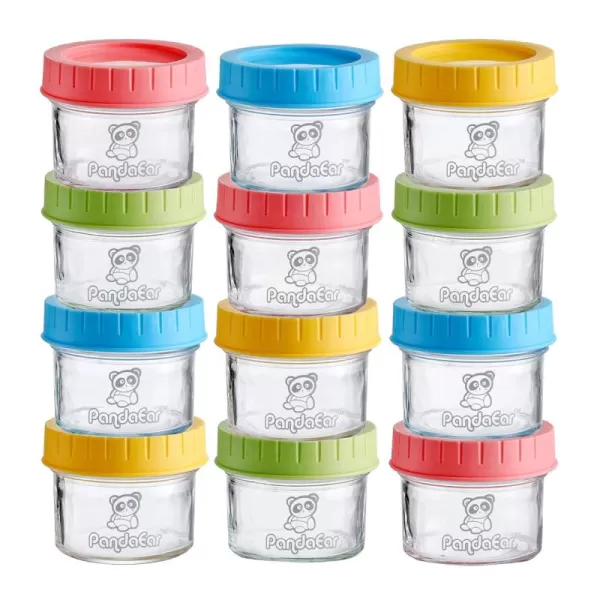 PandaEar 12 Pack Glass Baby Food Storage Jars  4 oz Reusable Small Containers Freezer Storage with Airtight Lids Leak Proof  Microwave ampamp Dishwasher Safe  Infants Kids Babies