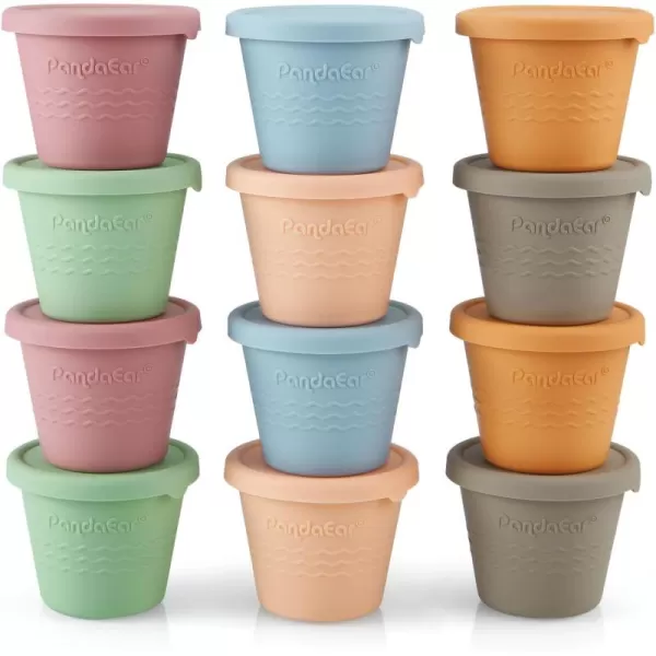 PandaEar 12 Pack Silicone Baby Food Storage Containers 4 oz Reusable Small Snack Containers Freezer Storage with Airtight Lids Leak Proof for Infants Kids Babies Microwave ampamp Dishwasher Safe