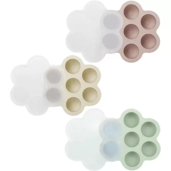 PandaEar 3 Pack Baby Food Freezer Tray with Lids Silicone Baby Fruit Food Feeder Teether Tray Baby Food Storage Container Ice Cube Tray Maker for Homemade Baby Food BlueGreenCarnationPinkGreenLinen