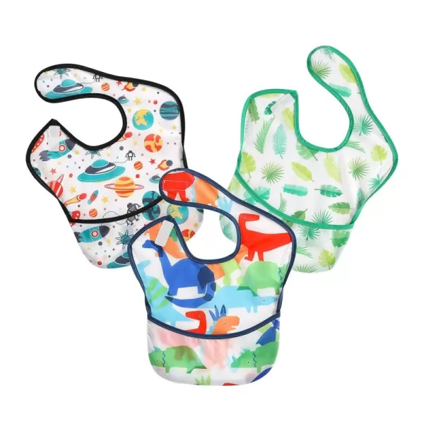 PandaEar 3 Pack Super Light Weight Baby Bib Waterproof Washable Stain Oil and Odor Resistant 1248 Months BoyBoy