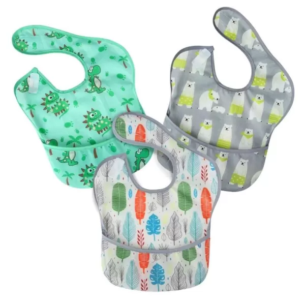 PandaEar 3 Pack Super Light Weight Baby Bib Waterproof Washable Stain Oil and Odor Resistant 1248 Months BoyBoy  Girl